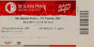 Vstupenka fotbal SK Slavia Praha vs. FC Fastav Zlín, 2017