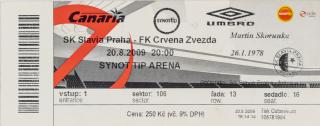 Vstupenka fotbal SK Slavia Praha vs. FK Crvena Zvezda, 2009 II