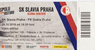 Vstupenka fotbal SK Slavia Praha vs. FK Dukla Praha, 2018