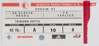Vstupenka fotbal SK Slavia Praha vs. FK Teplice, Podzim 97