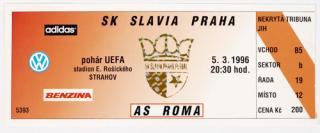 Vstupenka fotbal SK Slavia PRAHA vs.l AS Roma v, 1996