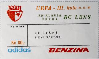 Vstupenka fotbal SK Slavia Praha vs. RC Lance, UEFA-III.kolo