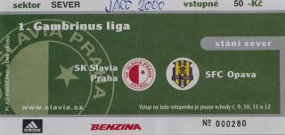 Vstupenka fotbal SK Slavia Praha vs. SFC Opava, 2000