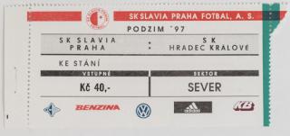 Vstupenka fotbal SK Slavia Praha vs. SK Hradec Králové, Podzim 97