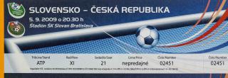 Vstupenka fotbal , Slovensko v. Česká repubilka, 2009