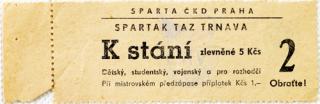 Vstupenka fotbal  Sparta ČKD Praha vs. Spartak TZ Trnava,2