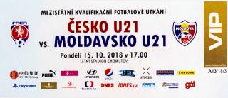 Vstupenka fotbal, U21, ČR v. Moldavsko, 2018