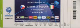 Vstupenka fotbal U21, Czechy v. Wlochy, 2017