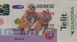 Vstupenka fotbal UDINESE vs. SK Slavia Praga, 2000