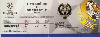 Vstupenka fotbal, UEFA CHL, 1. FC Košice v. Brondby IF