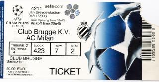 Vstupenka fotbal, UEFA CHL, Brugge K.V. v. AC Milan, 2003
