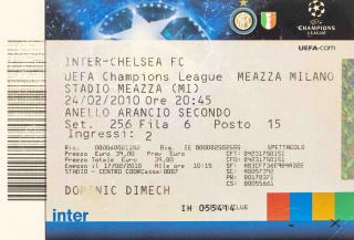Vstupenka fotbal UEFA CHL, Inter v. Chelsea FC, 2010
