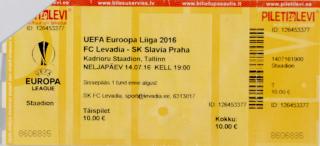 Vstupenka fotbal , UEFA, FC Levadia v. SK Slavia Praha, 2016