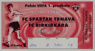Vstupenka fotbal, UEFA, FC Spartak Trnava v. FC Birkirkara