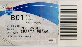 Vstupenka fotbal UEFA, PEC Zvole v. Sparta Praag, 2014