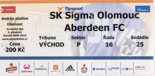 Vstupenka fotbal UEFA, Sigma Olomouc v. Aberdeen, 2009 (2)