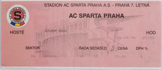 Vstupenka fotbal ,UEFA , Sparta Praha v. Sturm Graz, 1996