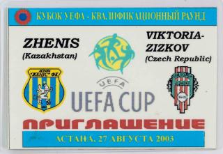 Vstupenka fotbal UEFA, Zhenis v. Viktoria Žižkov, 2003