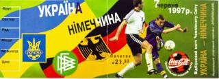 Vstupenka fotbal , Ukraina v. Německo, 1997