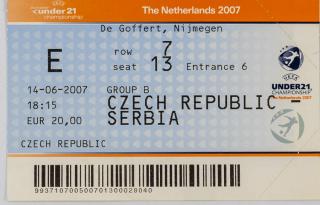 Vstupenka fotbal , UNDER21, Czech republic v. Serbia 2007