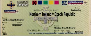 Vstupenka fotbal , WCQ 2010, Northern Ireland v. Czech republic, 2008
