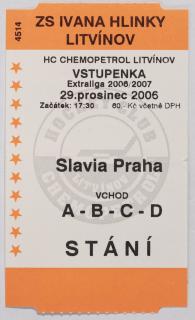 Vstupenka,  HC Litvínov v. HC Slavia Praha , 2006