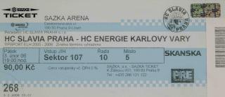 Vstupenka, HC Slavia Praha v. HC Karlovy Vary, 2006