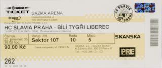 Vstupenka, HC Slavia Praha v. HC Liberec, 2005