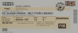 Vstupenka, HC Slavia Praha v. HC Liberec, 2005 II