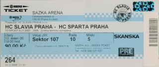 Vstupenka, HC Slavia Praha v. HC Sparta Praha, 2006
