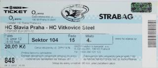 Vstupenka, HC Slavia Praha v. HC Vítkovice, 2012