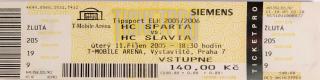 Vstupenka, HC Sparta v. HC Slavia Praha. 2005