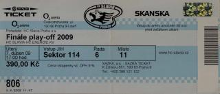 Vstupenka hokej, HC Slavia Praha v. HC Energie KV, 2009