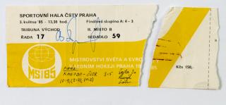 Vstupenka, MS hokej Praha,  ČSSR  v. Kanada, 1985