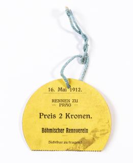 Vstupenka na Pražské dostihy, žlutá, 1912