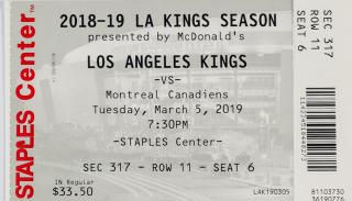 Vstupenka NHL, L.A. Kings v. Montreal Canadiens, 2019