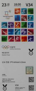 Vstupenka OG PyeongChang, 2018, Victory Ceremony