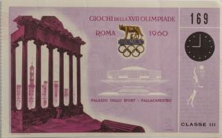 Vstupenka Olympic, Roma, basketbal, 1960