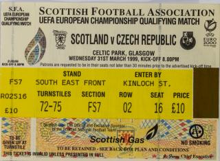 Vstupenka Scotland v. Czech Republicm football, Euro 2000
