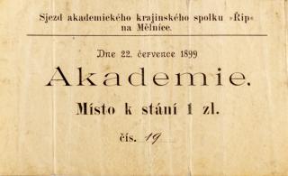 Vstupenka, Sjezd ak. krajinského spolku - Říp, 1899