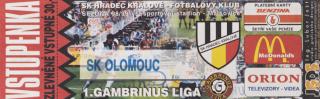 Vstupenka Sk Hradec Kr. v.  SK Olomouc, 1998-99