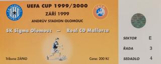 Vstupenka  SK Sigma Olomouc v. Real CD Mallorca, 1999