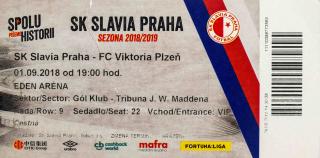 Vstupenka, SK Slavia Praha v. Plzen. 2018