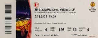 Vstupenka , SK Slavia Praha v. Valencia CF, 2009