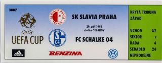 Vstupenka SK Slavia Praha vs. FC Schalke,  UEFA 1998