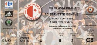 Vstupenka SK Slavia Praha vs. FC Servette  Geneve, UEFA 2001