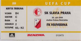 Vstupenka SK Slavia Praha vs. FK Vojvodina UEFA 1999 (2)
