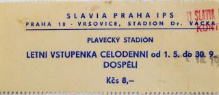 Vstupenka Slavia Praha IPS, plavecký stadion