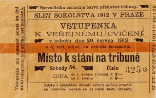Vstupenka, slet Sokolstva, 1912