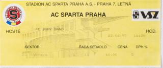 Vstupenka, Sparta Praha v. Boby Brno, 1997